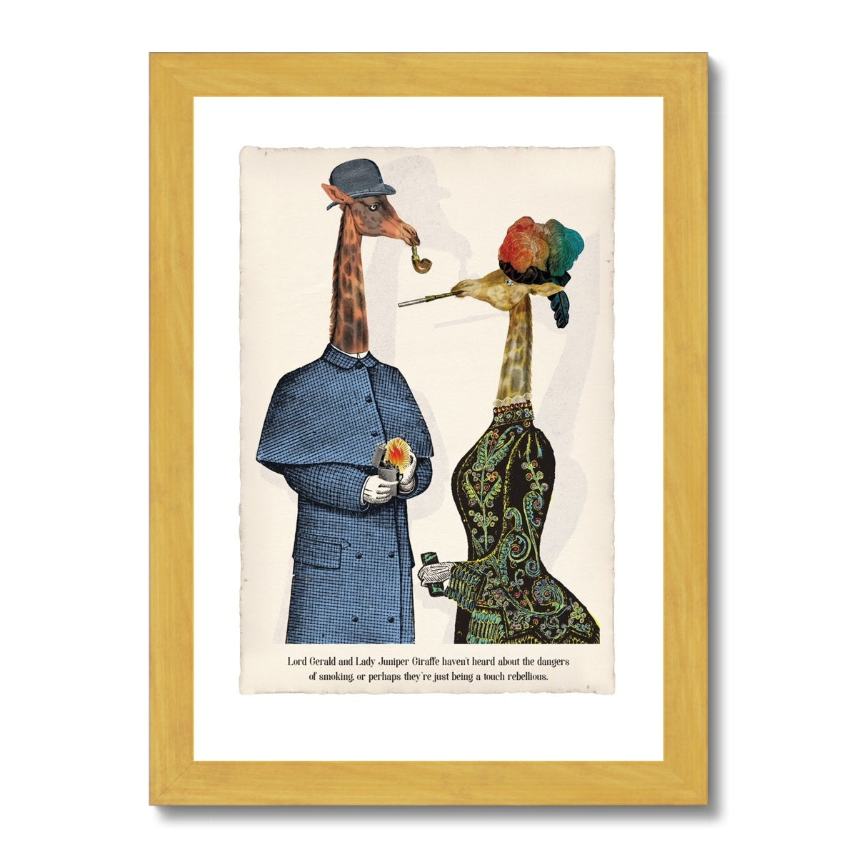 Lord Gerald and Lady Juniper Giraffe | Animabilia Antique Framed Print