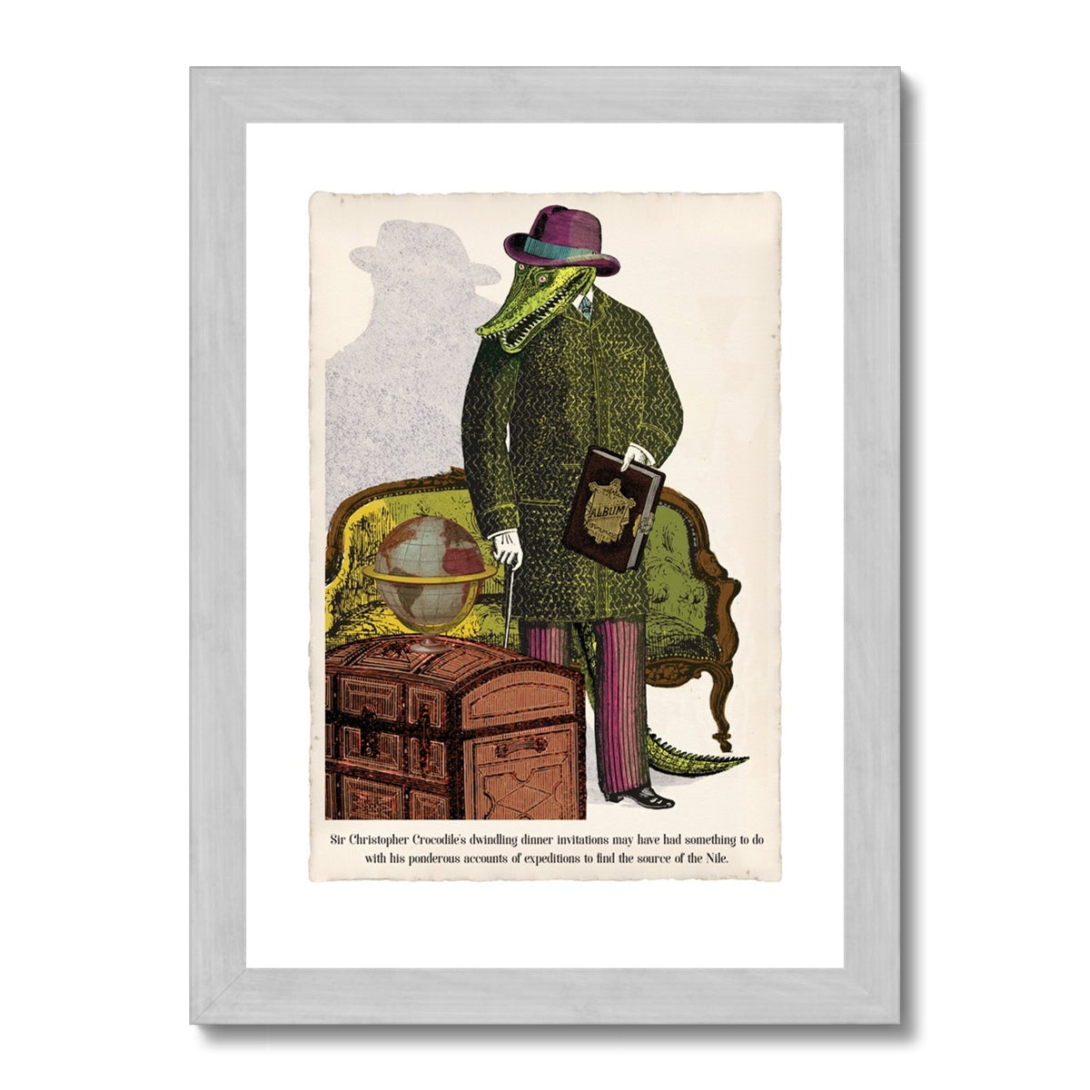 Sir Christopher Crocodile | Animabilia Antique Framed Print