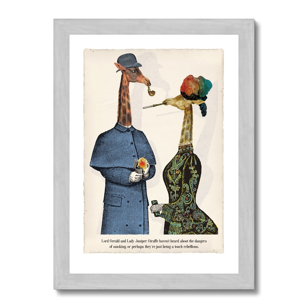 Lord Gerald and Lady Juniper Giraffe | Animabilia Antique Framed Print