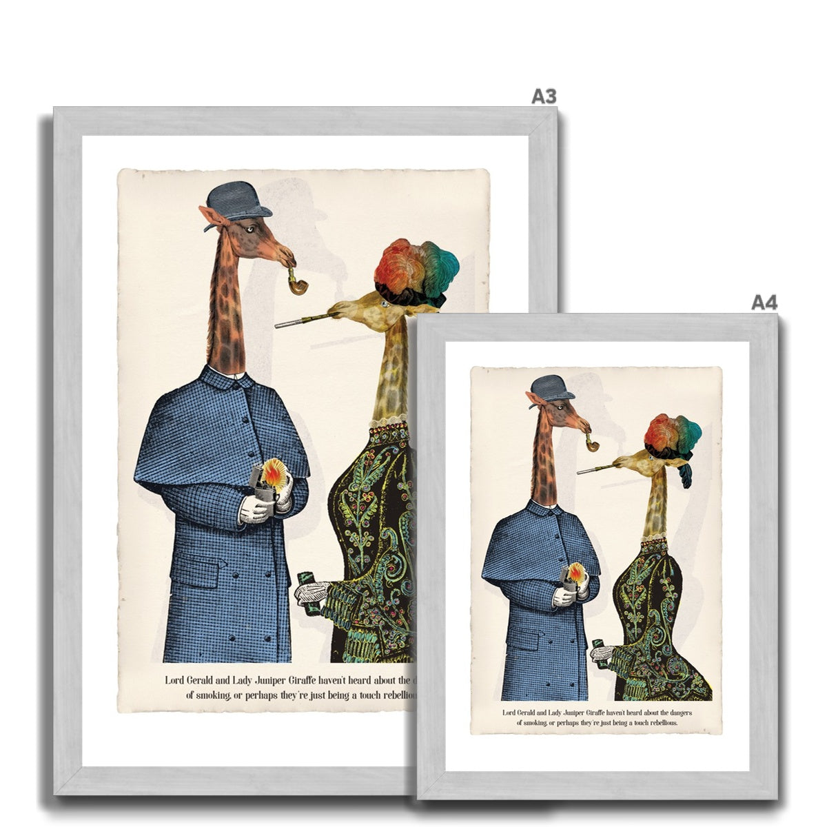 Lord Gerald and Lady Juniper Giraffe | Animabilia Antique Framed Print