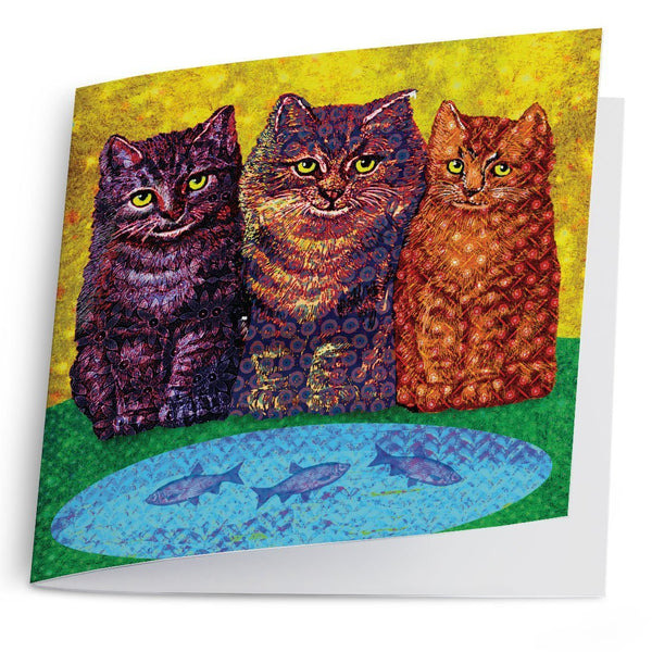 Three Shweshwe Kittens-Greeting Card-Tony Pinchuck-Tony Pinchuck