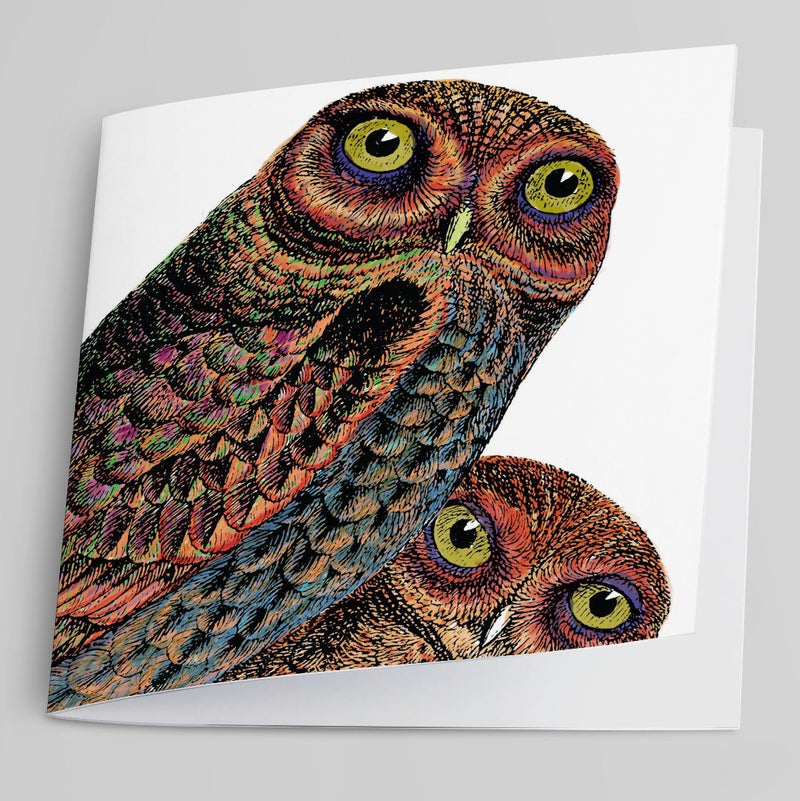 Owl Pair Greeting Card-Greeting Card-Tony Pinchuck-Tony Pinchuck